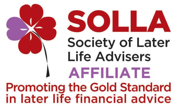 SOLLA logo: Society of Later Life Advisers Affiliate, promoting the gold standard in later life financial advice. - Home Instead