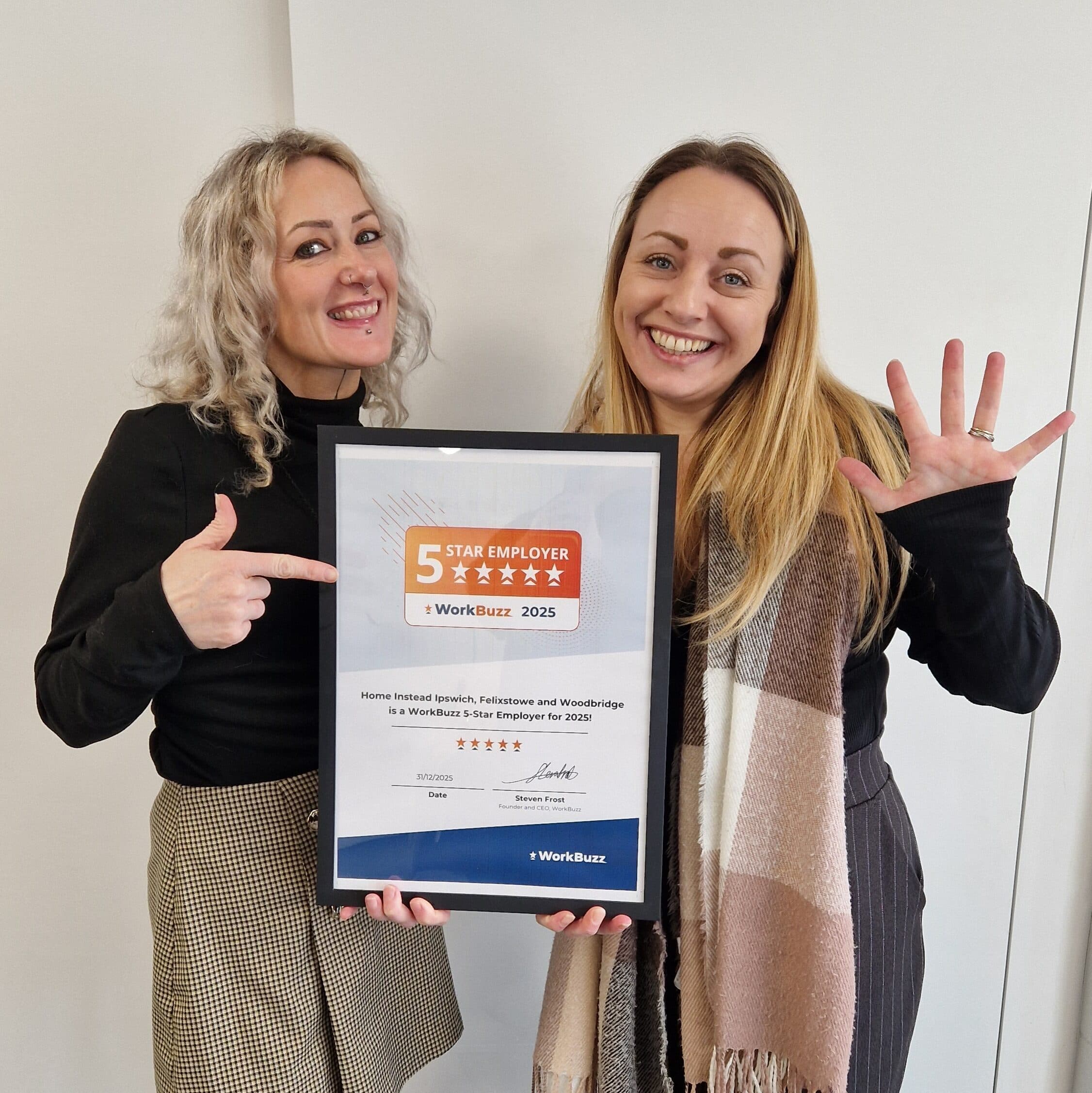 Local care company achieves 5-star employer award for third year running.