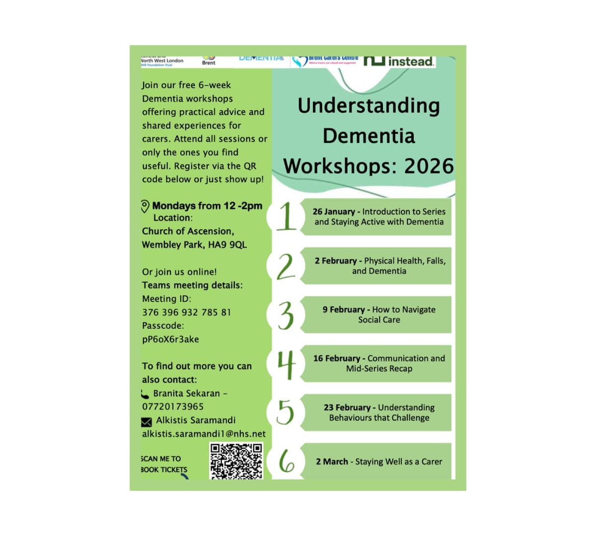 Understanding Dementia Workshops 2026: Practical Support for Carers in Ealing