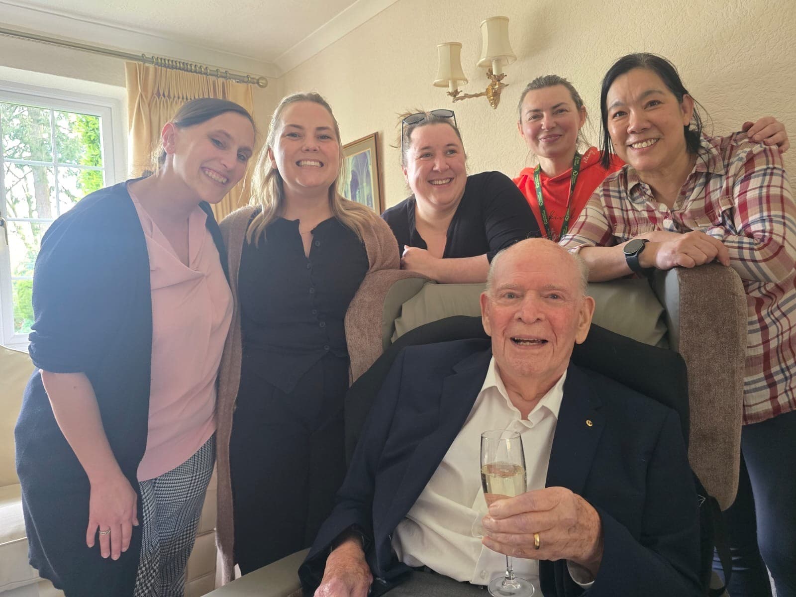 Tim celebrates 99th birthday from the comfort of home.