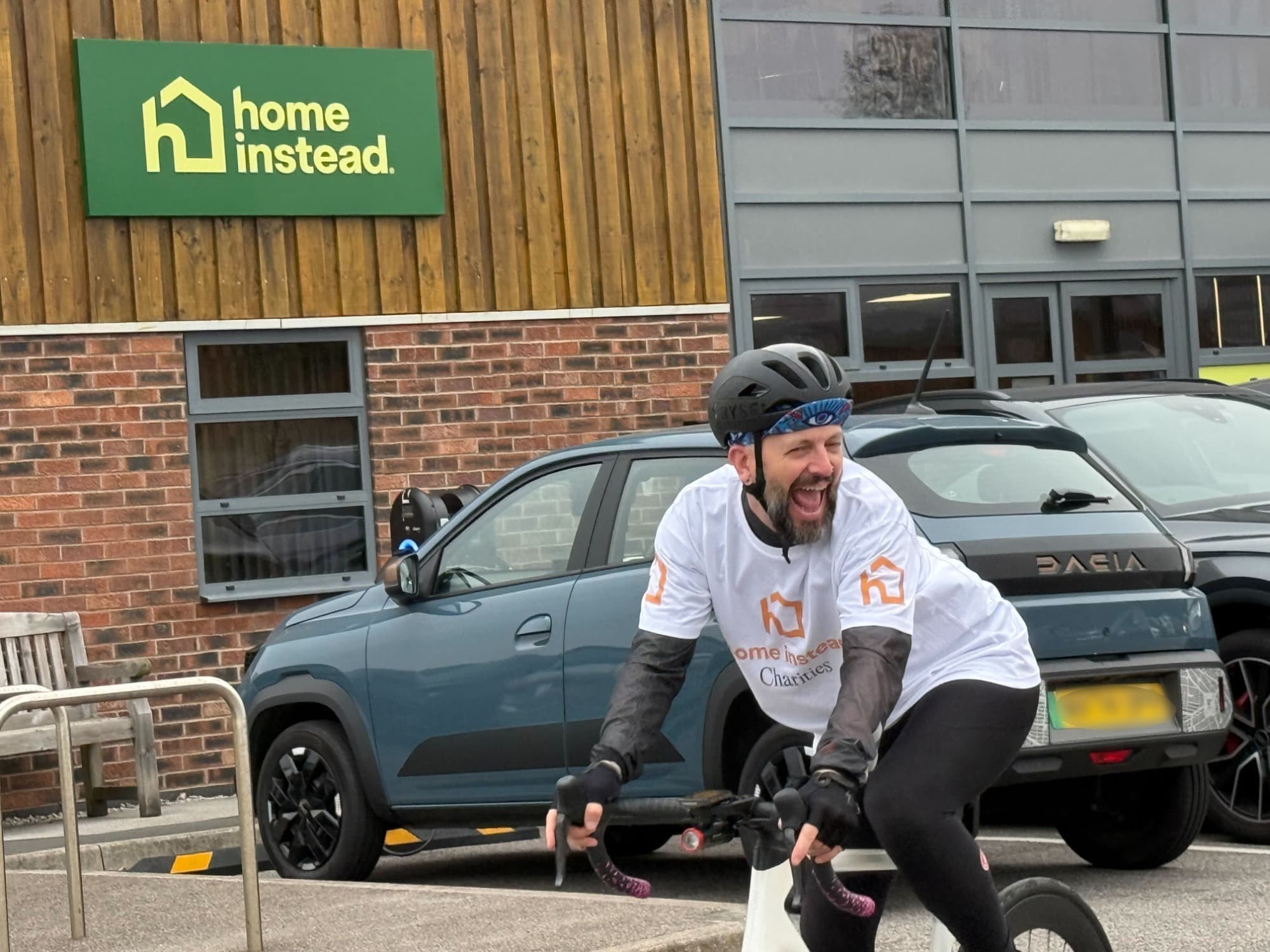 Man on bike ready to start a charity ride