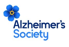 Alzheimer’s Society logo with a blue flower above the organisation’s name in blue text. - Home Instead