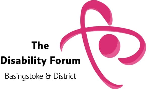 The Disability Forum Basingstoke & District logo with abstract pink symbol on white background. - Home Instead
