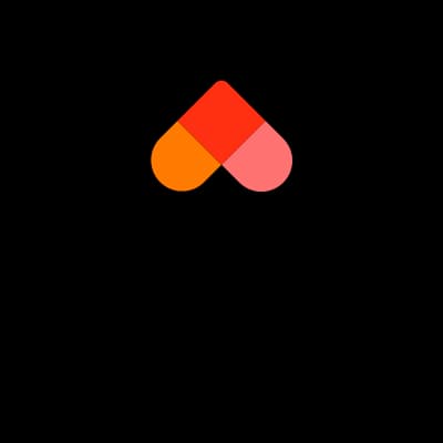 A heart-shaped logo with shades of red, orange, and pink, beneath the text "Three Good Things. - Home Instead