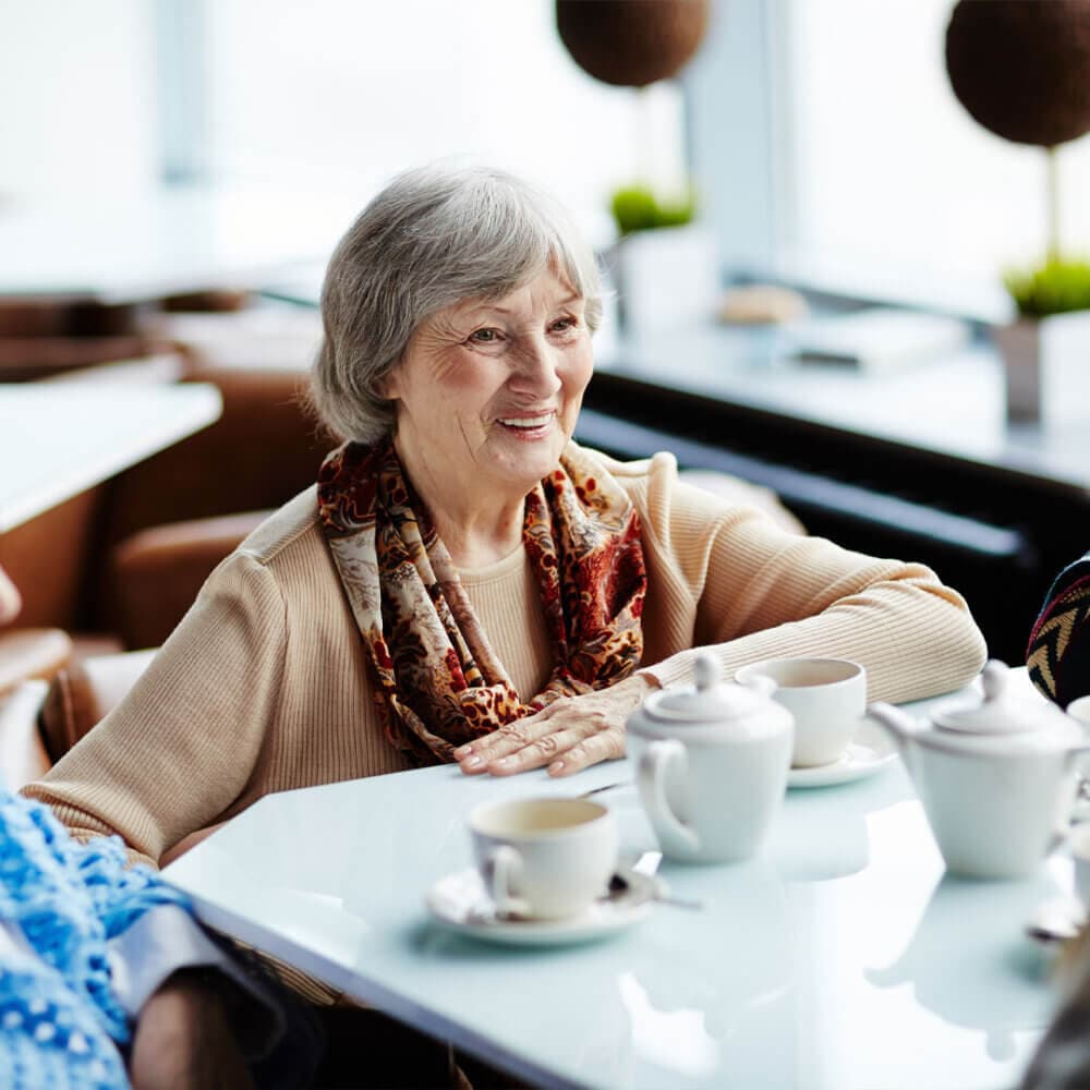 senior lady enjoying tea