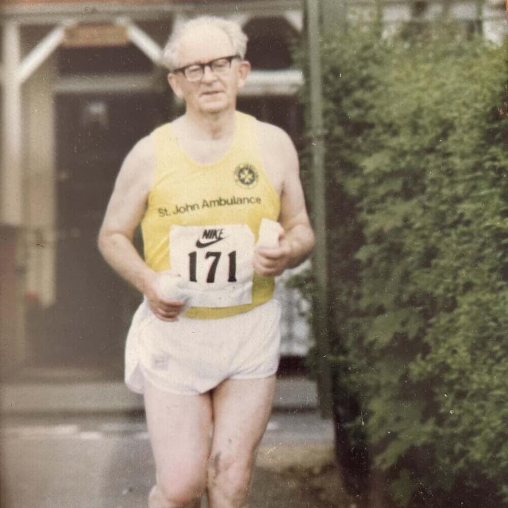 Brian Lynch running in the Camberley Half Marathon back in 1994
