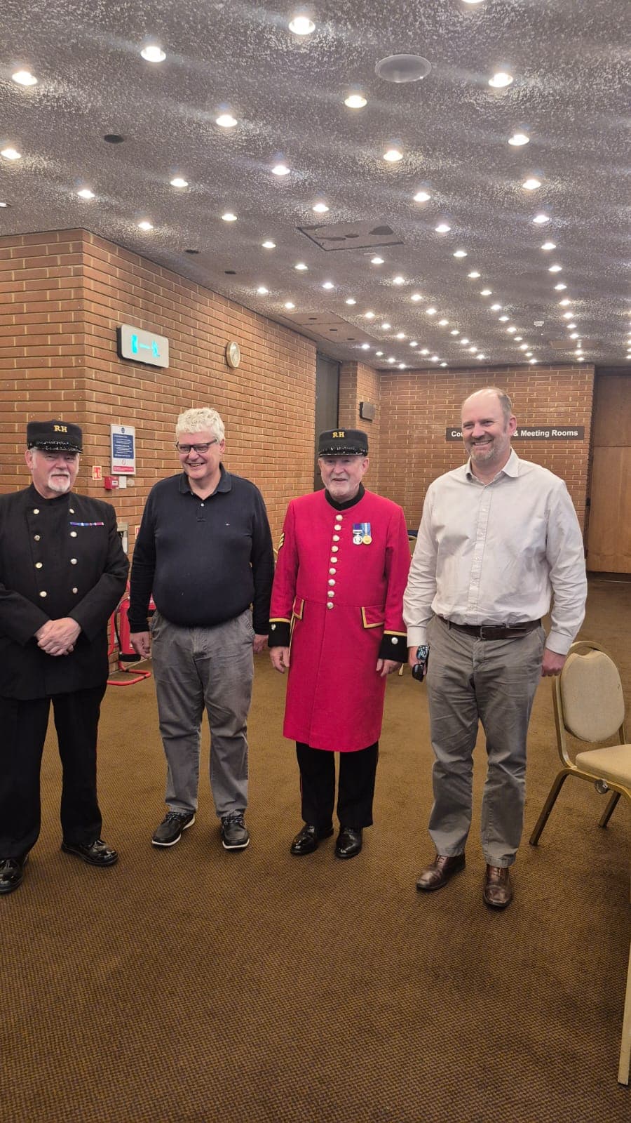 Local Owners Fred Mairet (Westminster) and Guy Mathew (Kensington & Chelsea) meet with some Chelsea Pensioners