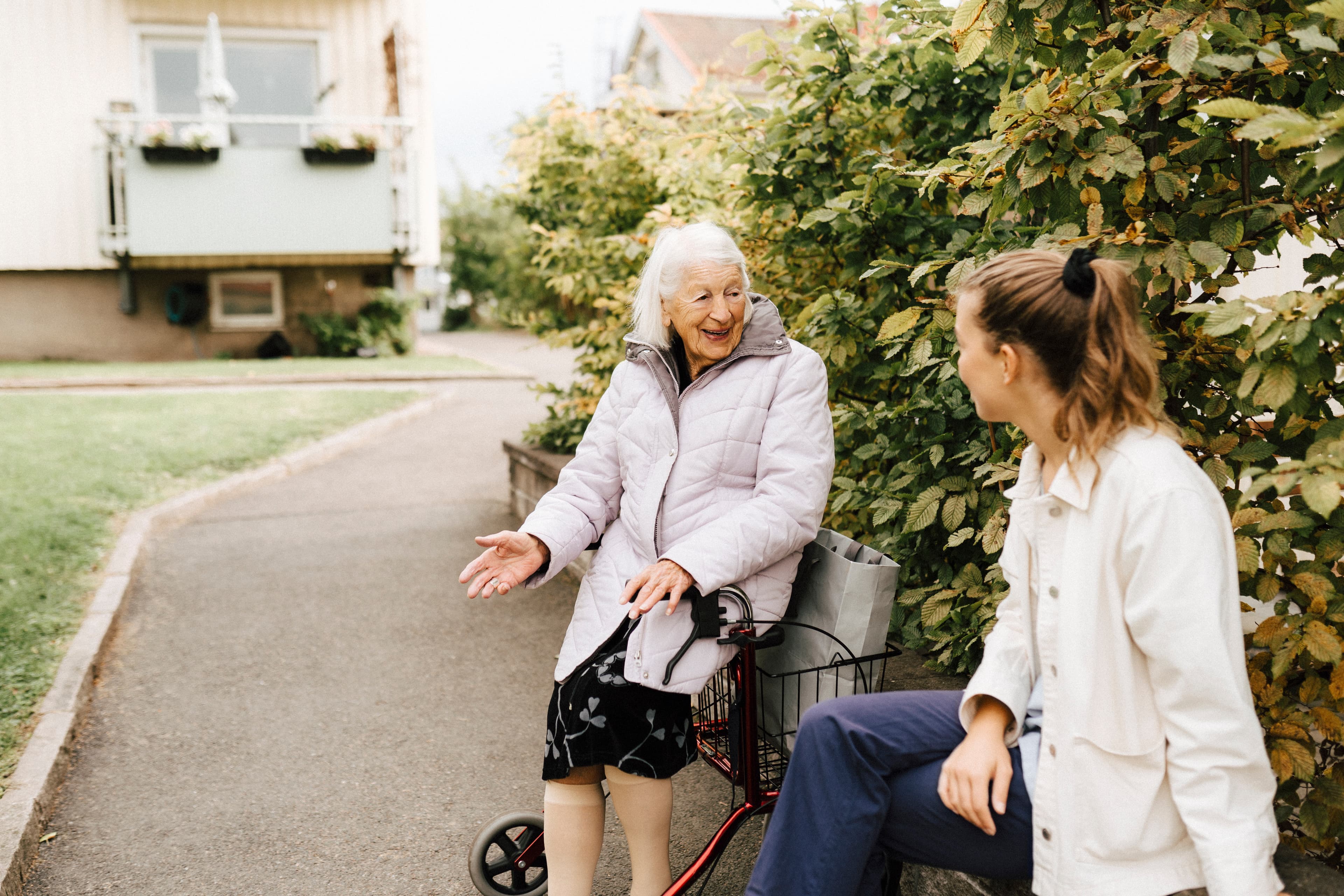 woman and carer outside